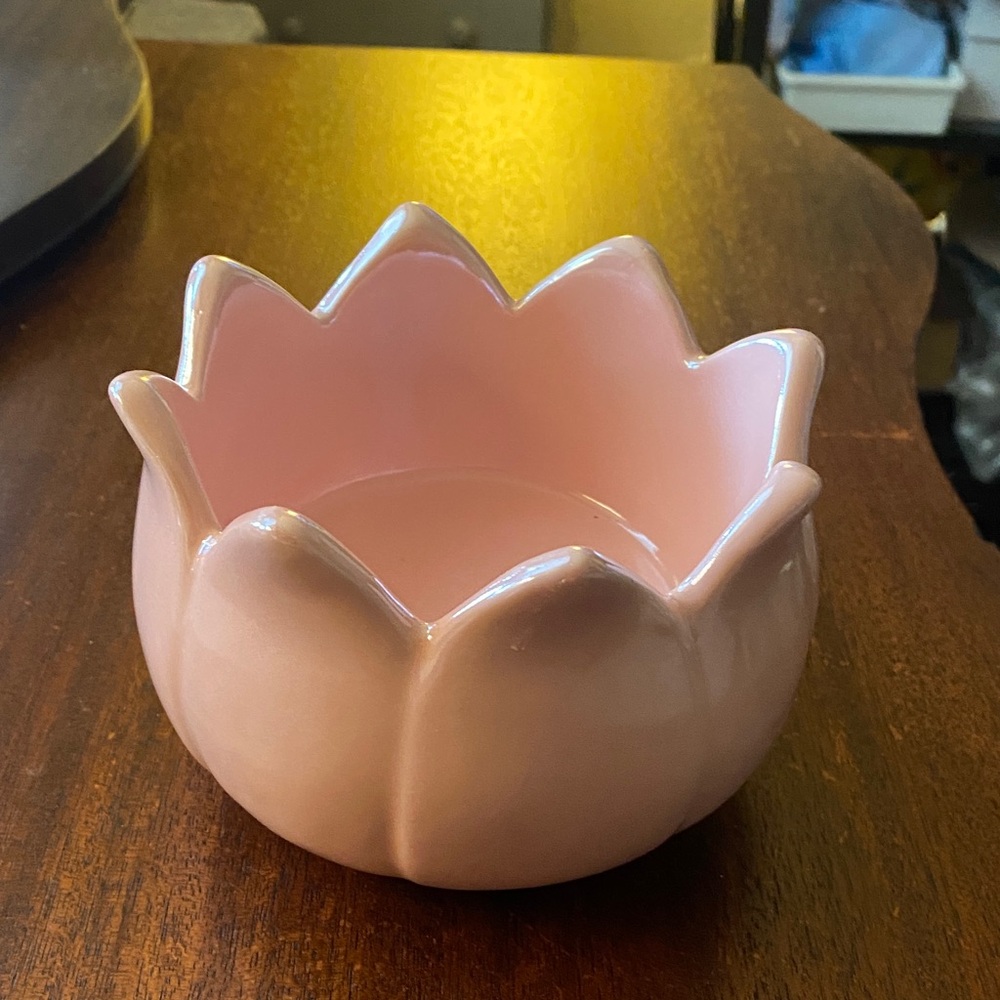 Pink Ceramic Flower Candle Holder